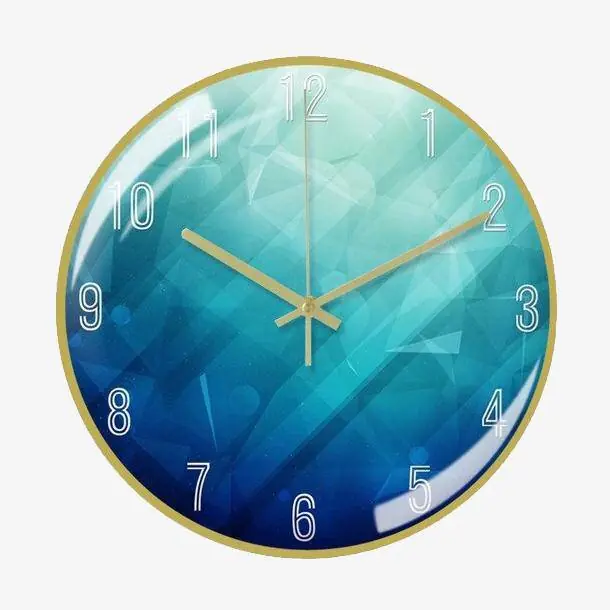Horloge ronde bleue en métal - style créatif