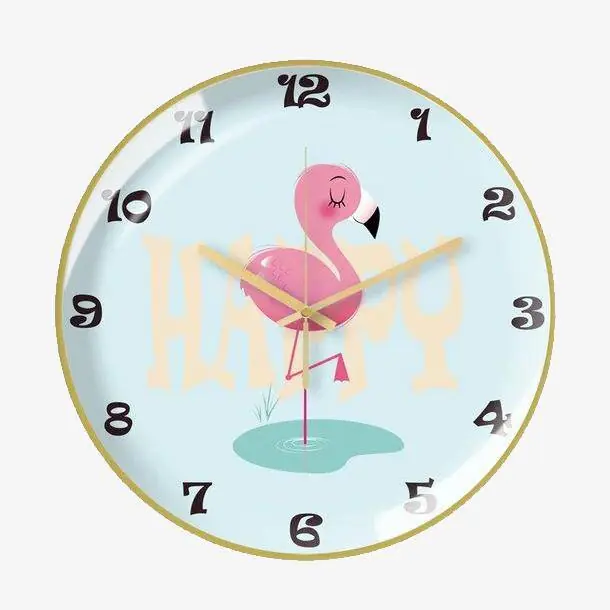 Horloge Flamant Rose Métal 30cm Happy
