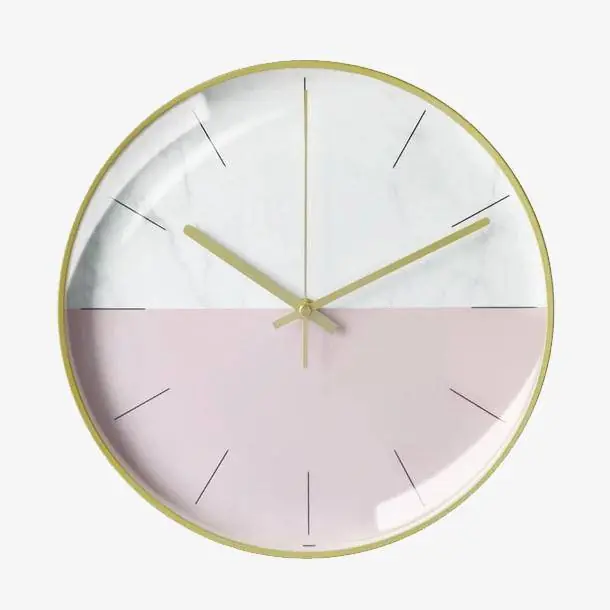 Horloge Creative Round Blanche et Rose 30cm