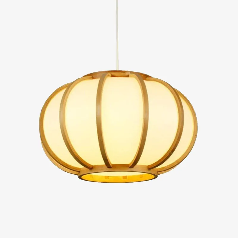 Suspension LED en bambou avec abat-jour rond japonais