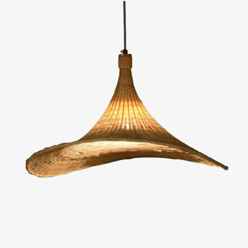 Lustre design en rotin LED - Chapeau en abat-jour