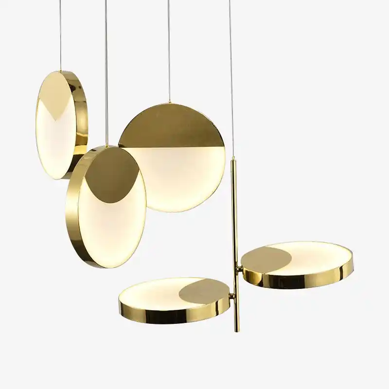 Suspension LED Dorée en Formes Arrondies
