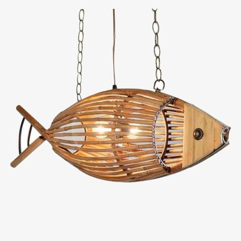 Suspension LED en bambou \\"Fish-Illusion\\"
