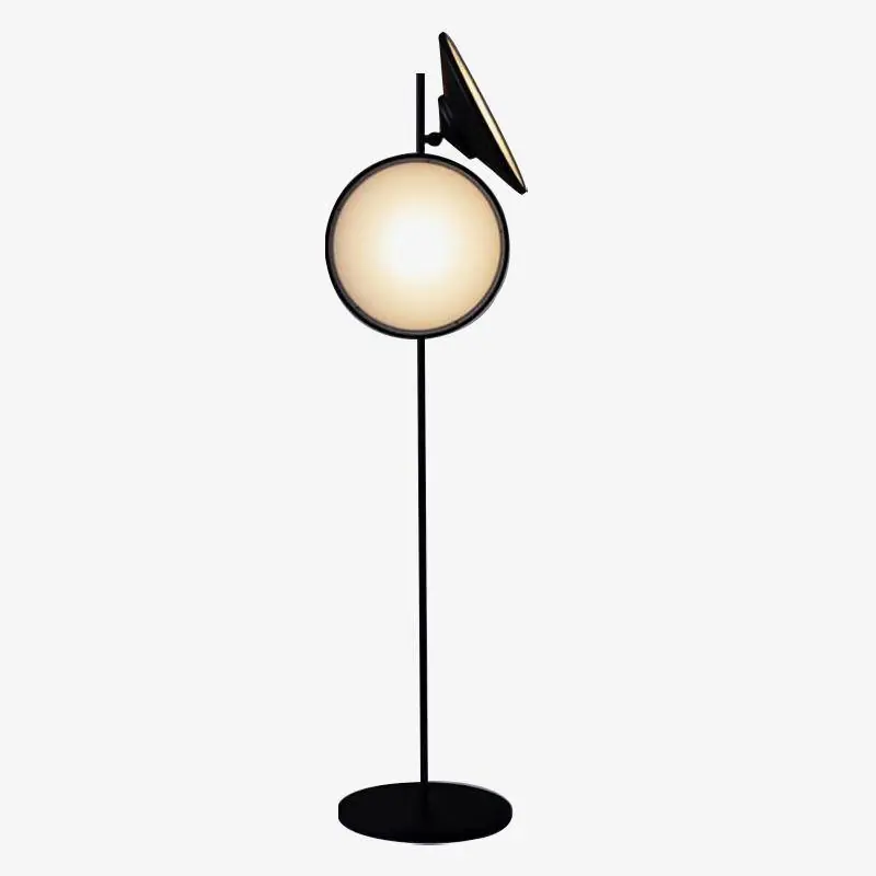 Lampadaire LED Design Nordic - Métal Noir, Cercle Lumineux