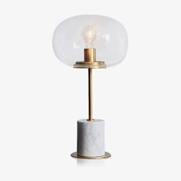 Lampe de table premium en marbre avec LED et design doré