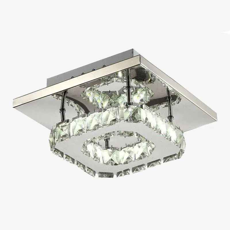 Plafonnier Cristal et Miroir Carré Chic