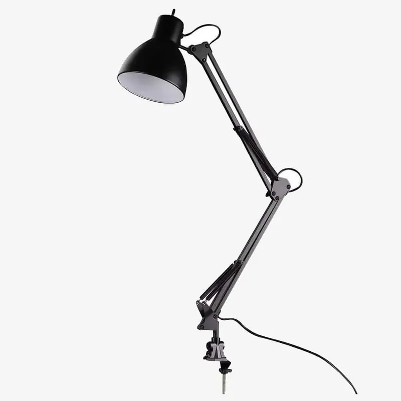 Lampe de bureau LED noire avec pince et bras articulé