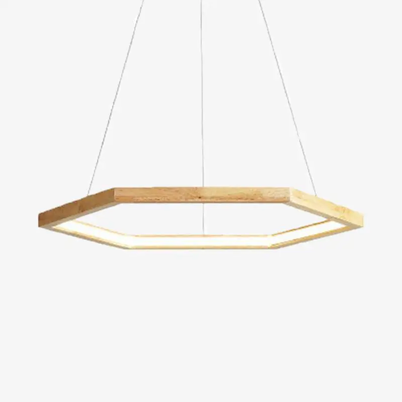 Lustre design LED en bois hexagonal