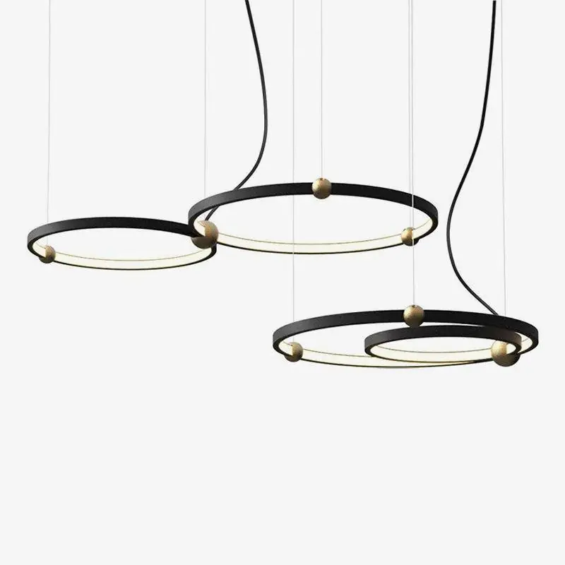 Lustre design LED doré à anneaux
