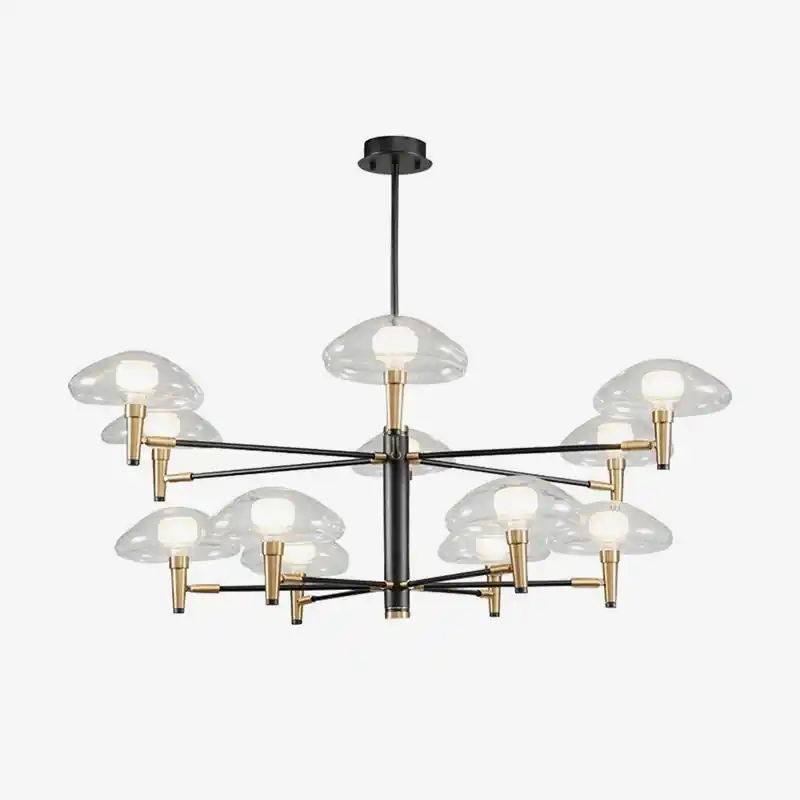 Lustre Design Noir & Doré en Verre Light