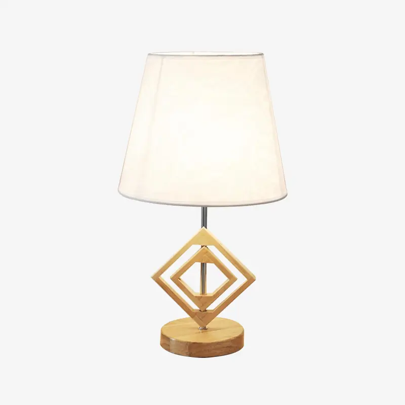 Lampe de chevet en bois et abat-jour en tissu de qualité Premium