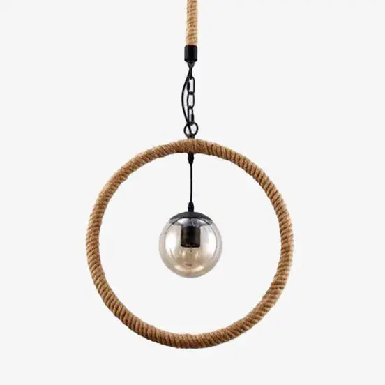 Suspension Vintage Cercle en Cordage - Style Campagne