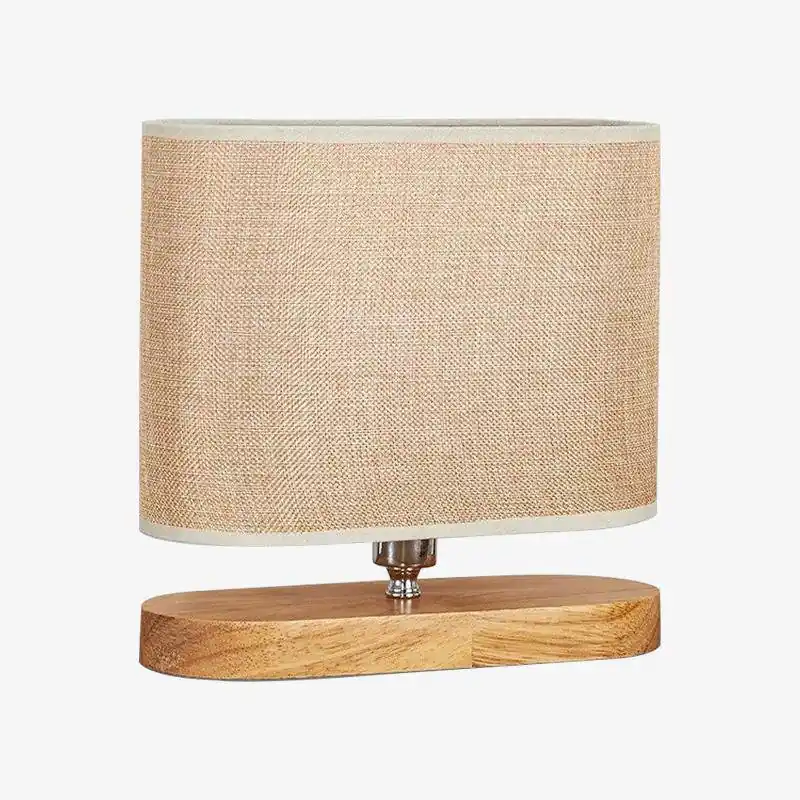 Lampe de chevet en bois avec abat-jour ovale