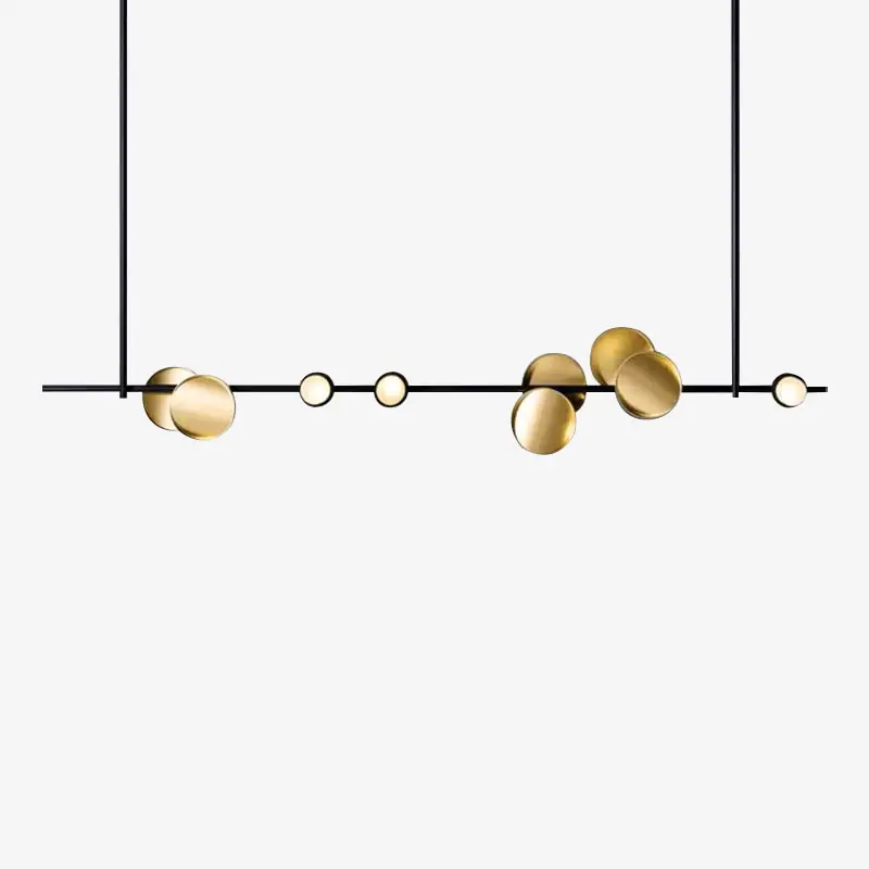 Lustre Design Art Déco Noir & Doré avec Lampes LED