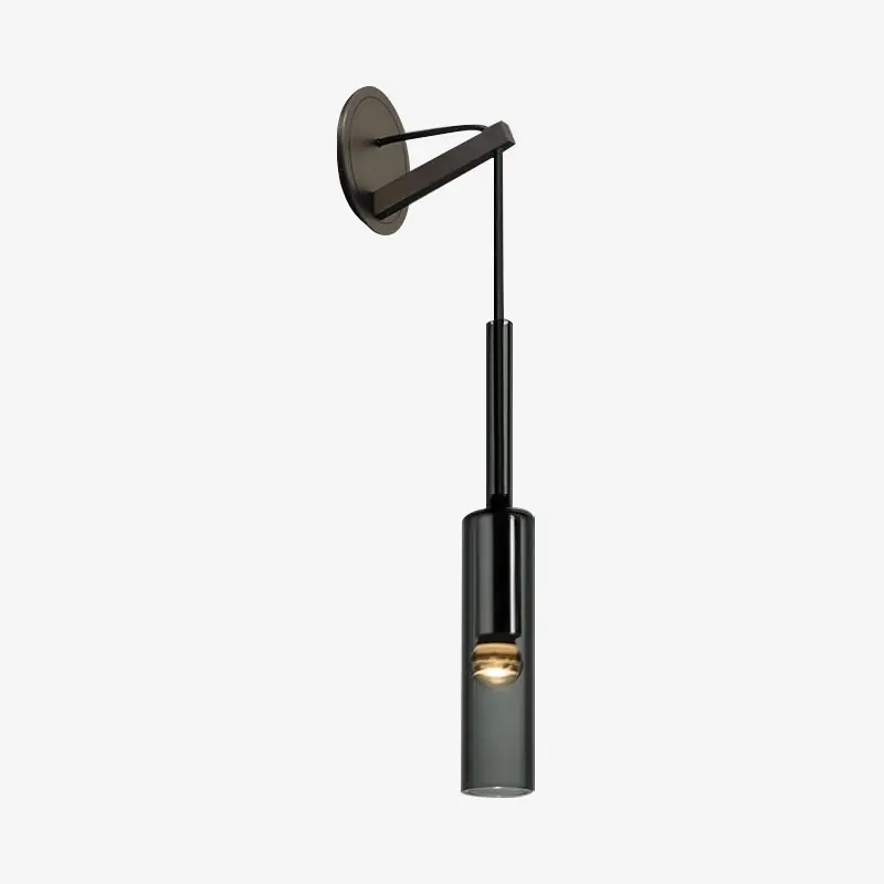 Lampe suspendue Loft en verre fumé cylindrique