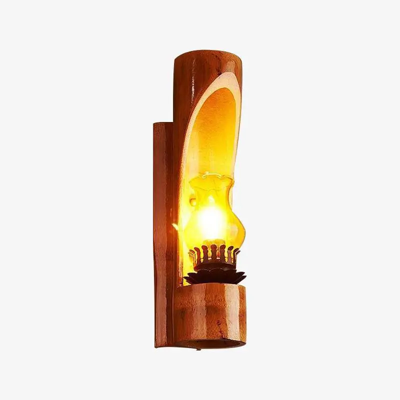 Lampe LED Bambou Cylindrique Rustique Loft