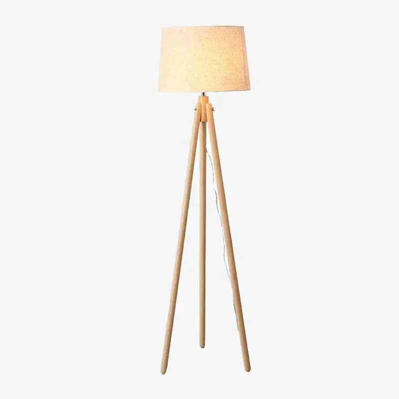 Lampadaire trépied scandinave en bois