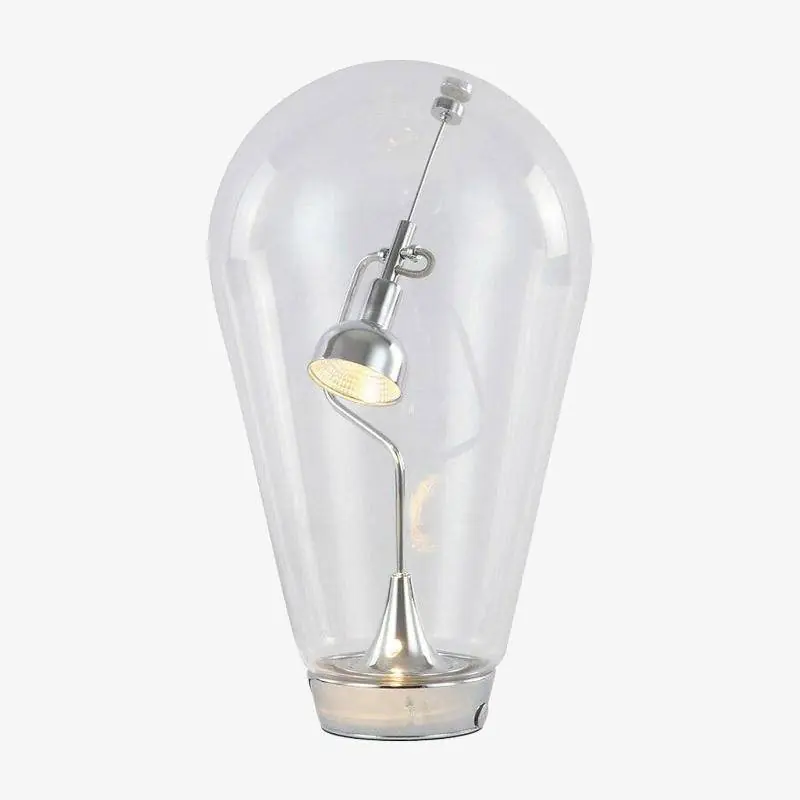 Lampe à poser LED chromé en ampoule de verre