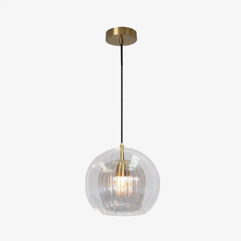Suspension LED Boule Verre & Tige Dorée - Style Moderne