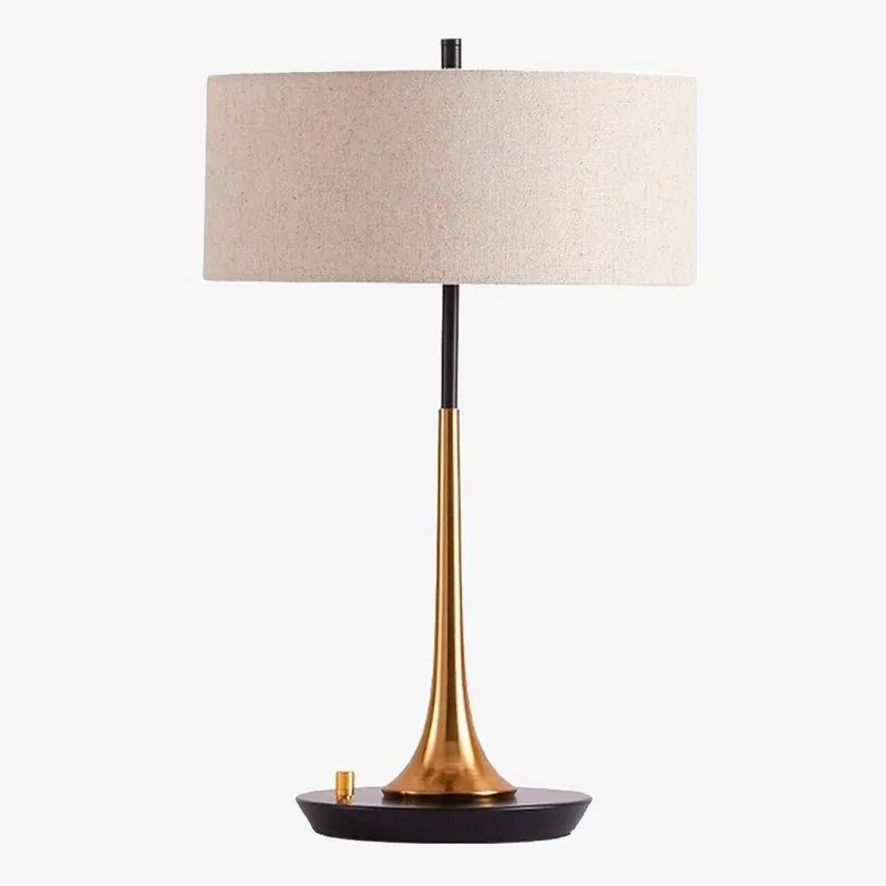 Lampe à poser dorée: style moderne avec abat-jour en tissu