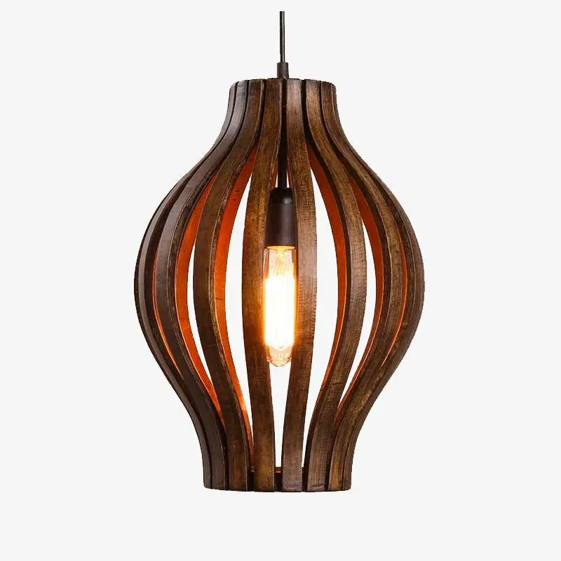 Suspension industrielle vintage en bois