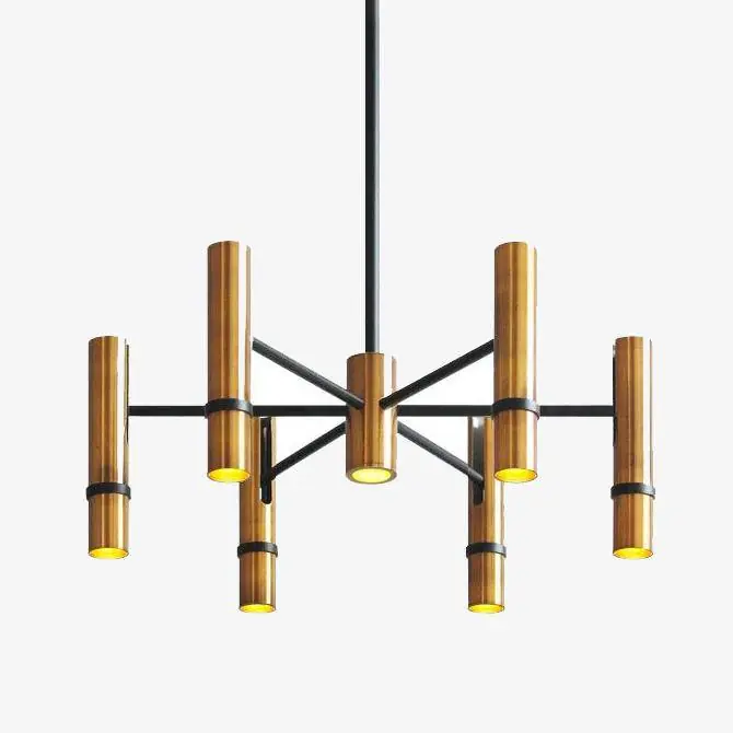 Lustre design avec spots tubes dorés