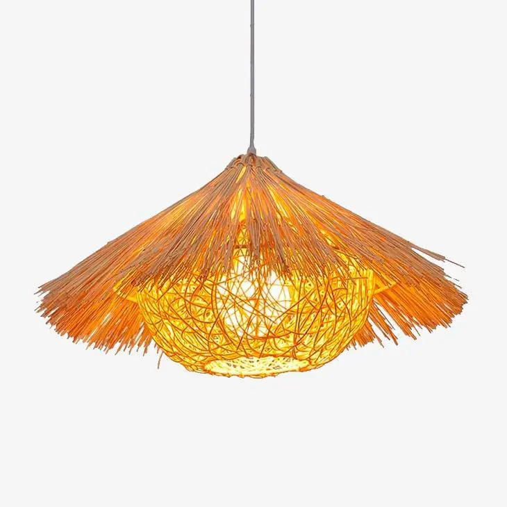 Suspension en bambou paille conique