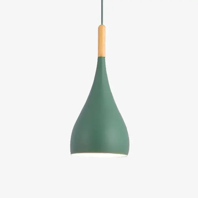 Suspension Nordic en métal coloré avec baton en bois LED
