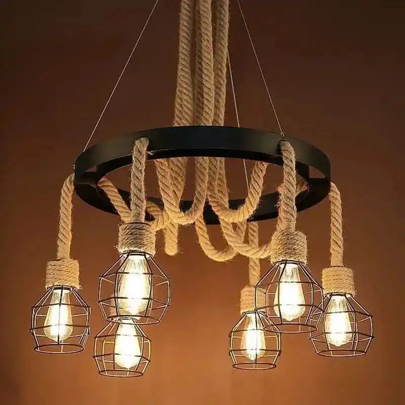 Lustre Industriel Rustique avec Cordage