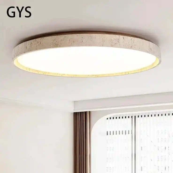 Plafonnier Led en pierre - Design Noyer Bûche - Éclairage Rétro