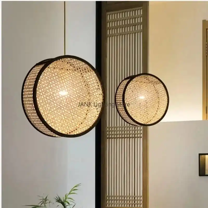 Lustre d'art en Rotin Bambou LED - Élégance Chinoise