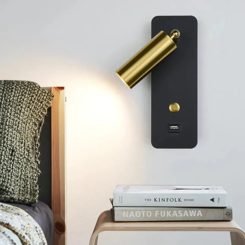 Applique murale LED élégante avec interface USB - 7W - Blanc\\/Noir