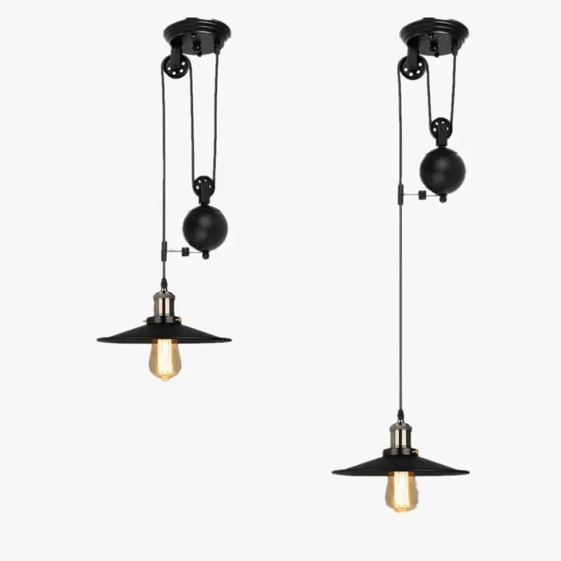 Suspension Poulie en fer Vintage Loft Antique