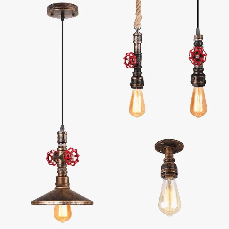 Suspension Steampunk Loft Vintage \\"Tuyau en Métal\\"