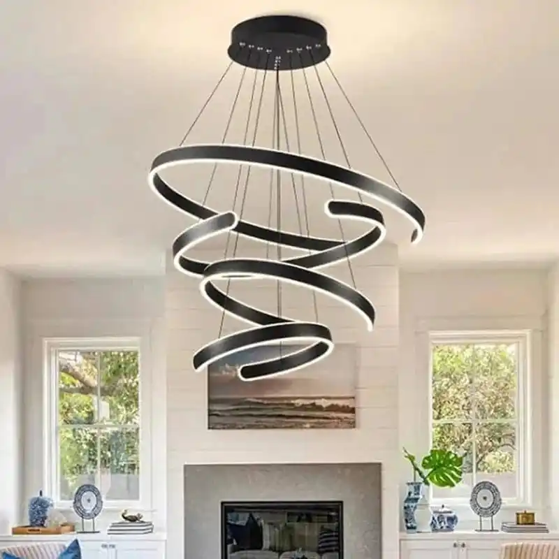 Lustre LED anneaux design minimaliste.