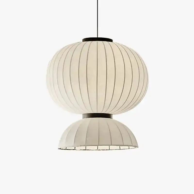 Lustre boule ovale en tissu japonais en soie design