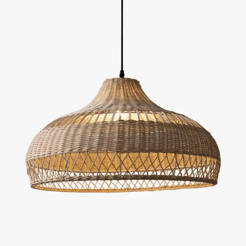 Lustre en rotin clair design
