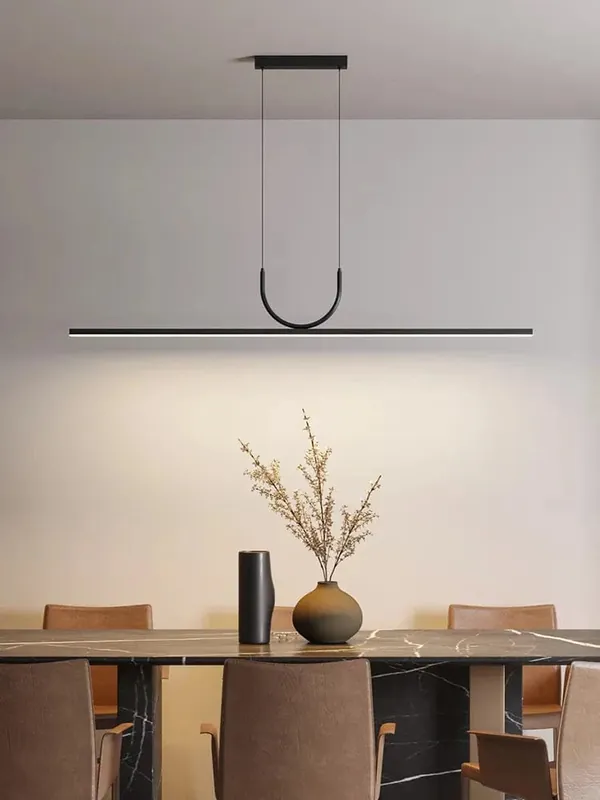 Lustre LED Noir\\/Blanc Tube Élégant