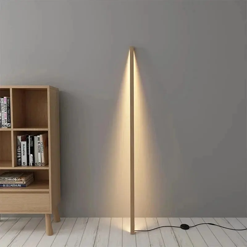 Lampe sur pied en bois massif - Design nordique minimaliste