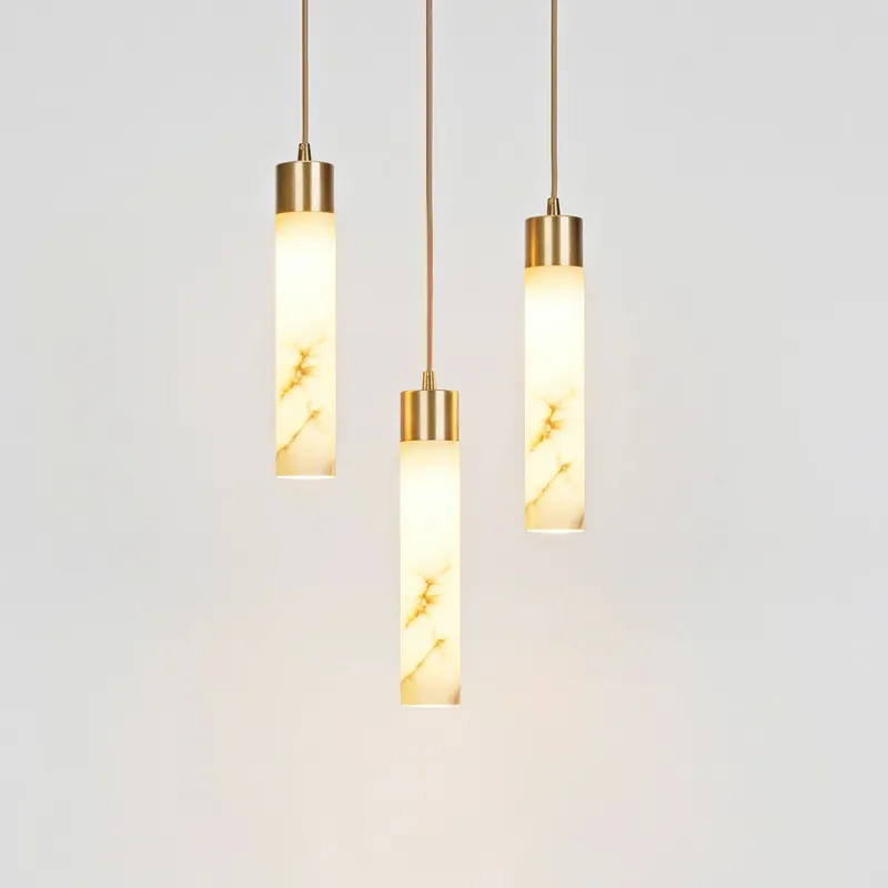 Ismara Alabaster Brass Vertical Witte Hanglamp