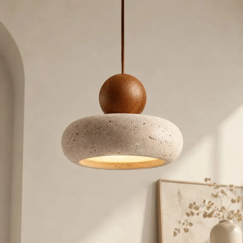 Alvione Bauhaus natuurlijke steen travertijn hanglamp