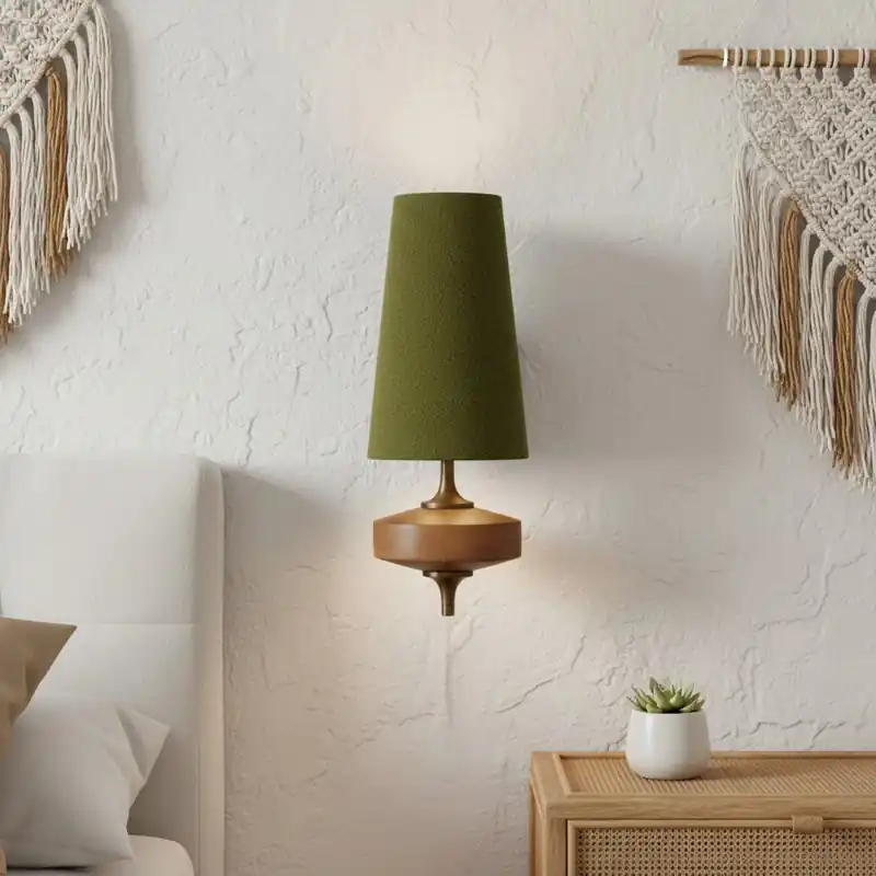 Milena Moderne Houten en Stoffen Wandlamp