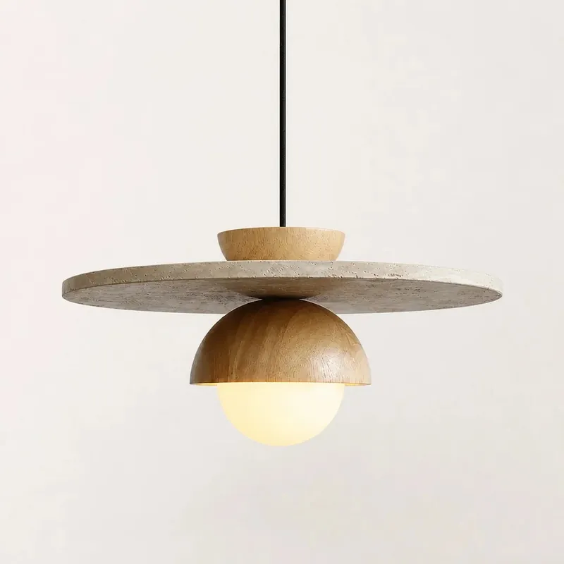Zyron Wabi-Sabi Travertijn Globe Hanglamp met Meerdere Lagen