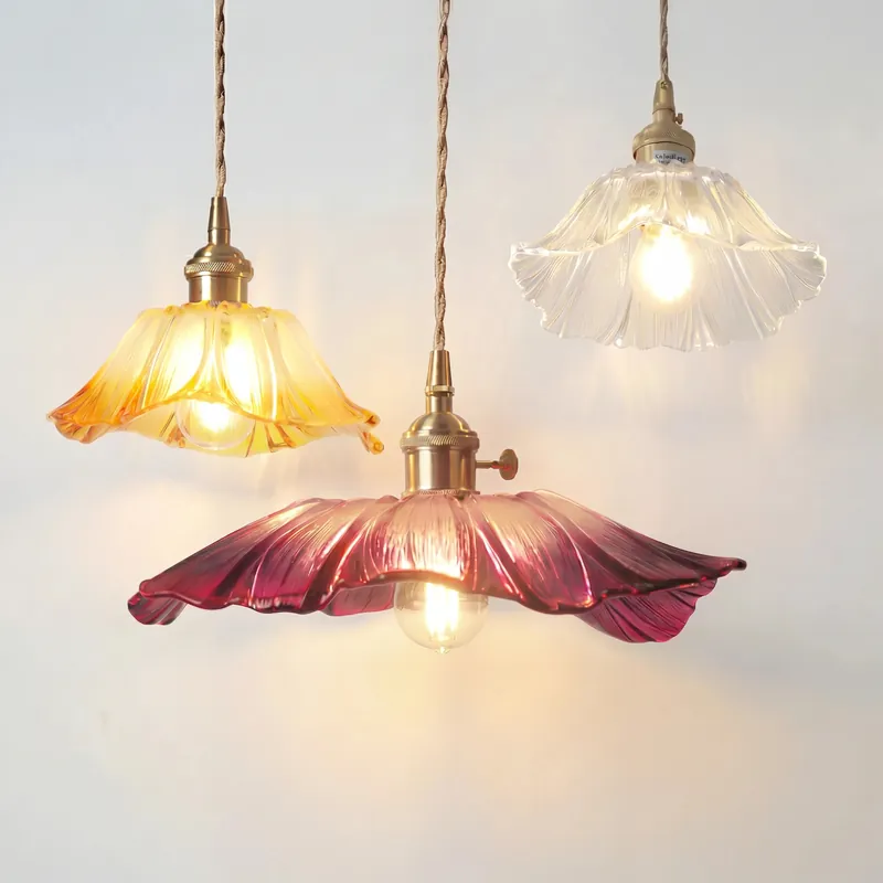Lampada a sospensione in vetro retrò Dennehy Lotus