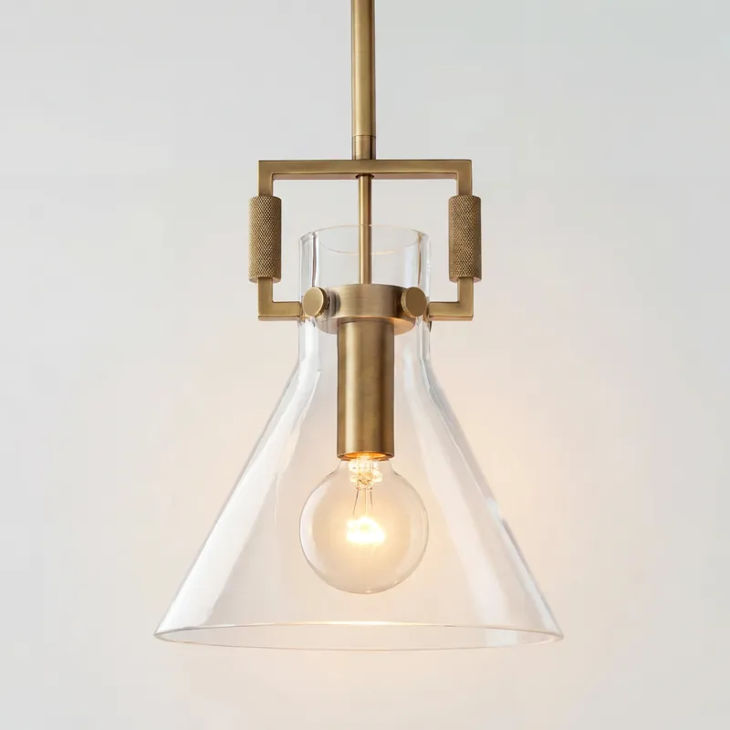 Lampada a sospensione in vetro trasparente Elliot Farmhouse