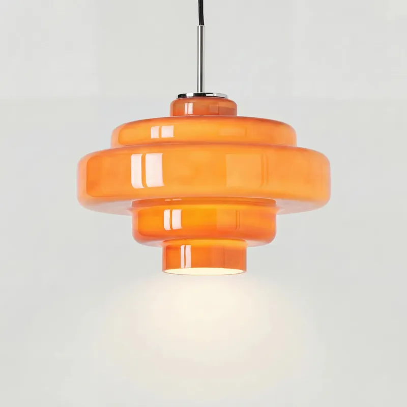 Lampada a sospensione in vetro arancione Valenra Macaron