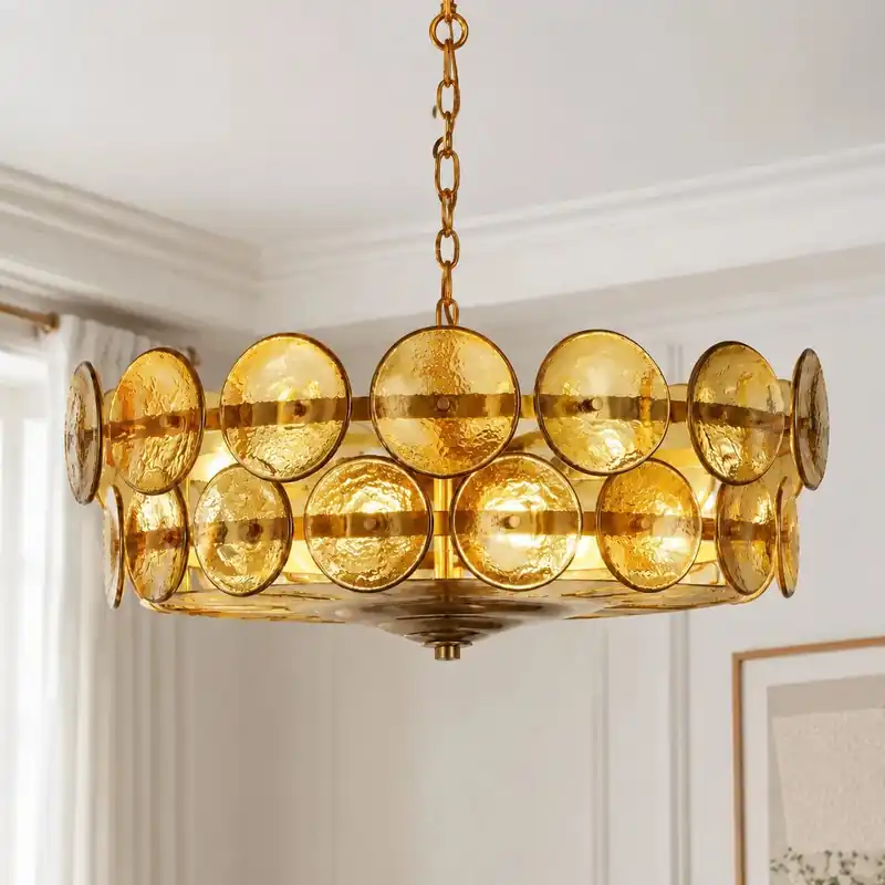 Lampadario Vintage in Vetro di Murano Ambra Hollis