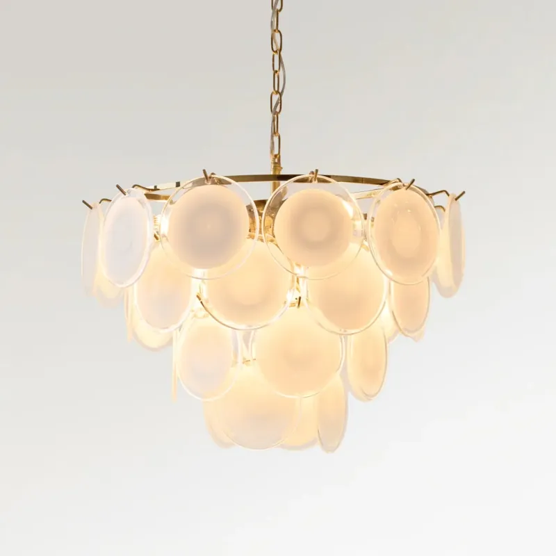 Milae Elegante Lampadario in Vetro Bianco di Murano