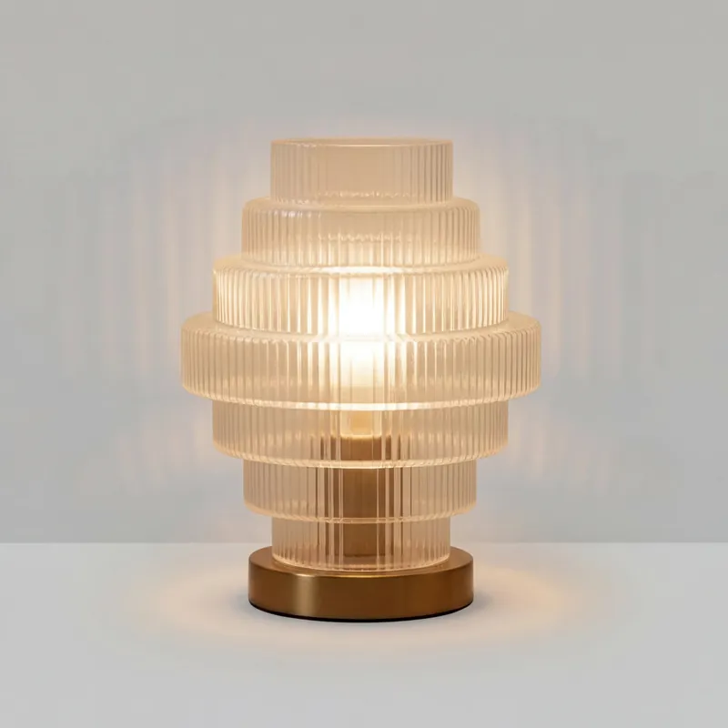 Lampada da tavolo in vetro trasparente rigato Javier