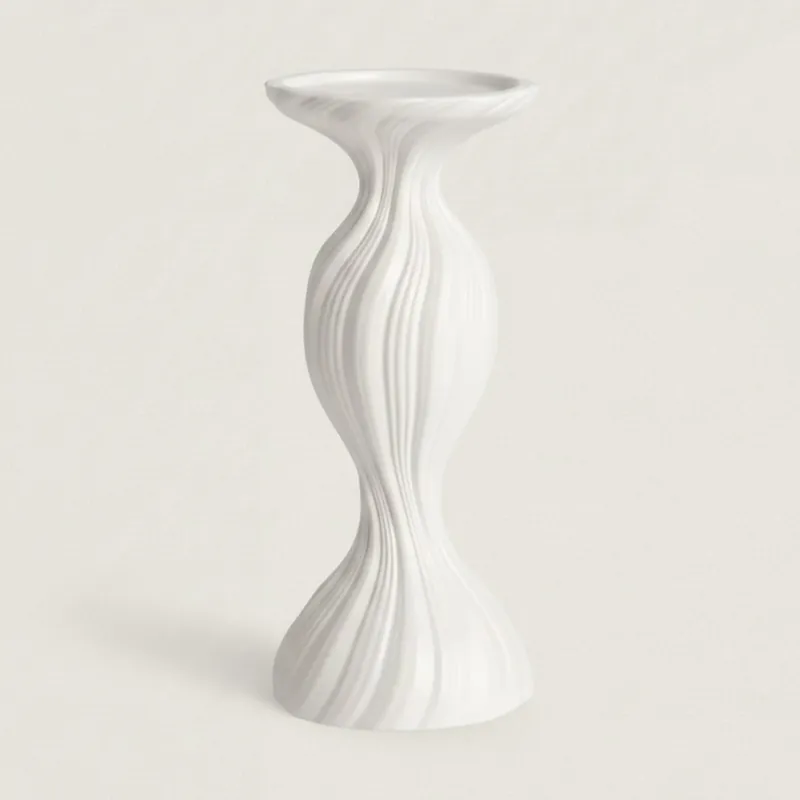 Portacandela in ceramica minimalista Kadin Relief